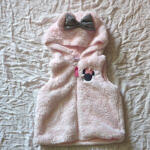 Disney Pink and Gray Cozy Sherpa Vest with Minnie Mouse Charm